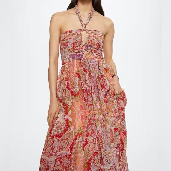 Mango Limited Edition Parsley Chiffon Dress New - Picture 11 of 11